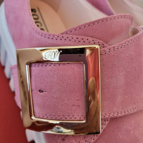 Roger Vivier Pink Suede Go-Thick Loafer Size 40 - Picture 3 of 4